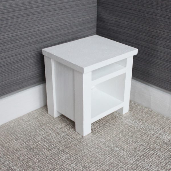 Bedside Table for Doll House – Plain White – 1:6 Scale Bedside Table for Doll House – Plain White – 1:6 Scale