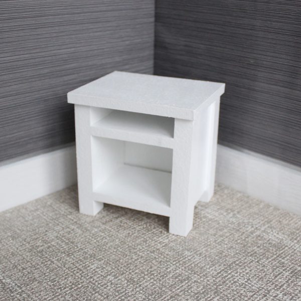 Bedside Table for Doll House – Plain White – 1:6 Scale Bedside Table for Doll House – Plain White – 1:6 Scale