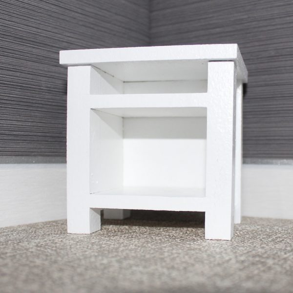 Bedside Table for Doll House – Plain White – 1:6 Scale Bedside Table for Doll House – Plain White – 1:6 Scale