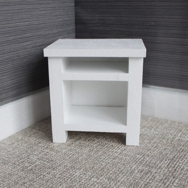 Bedside Table for Doll House – Plain White – 1:6 Scale Bedside Table for Doll House – Plain White – 1:6 Scale